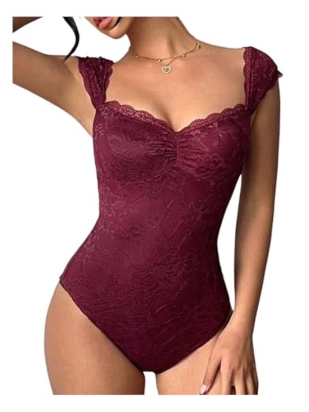 Lace Bodysuit Sweetheart Neck Tummy Control Going Out Leotard Top